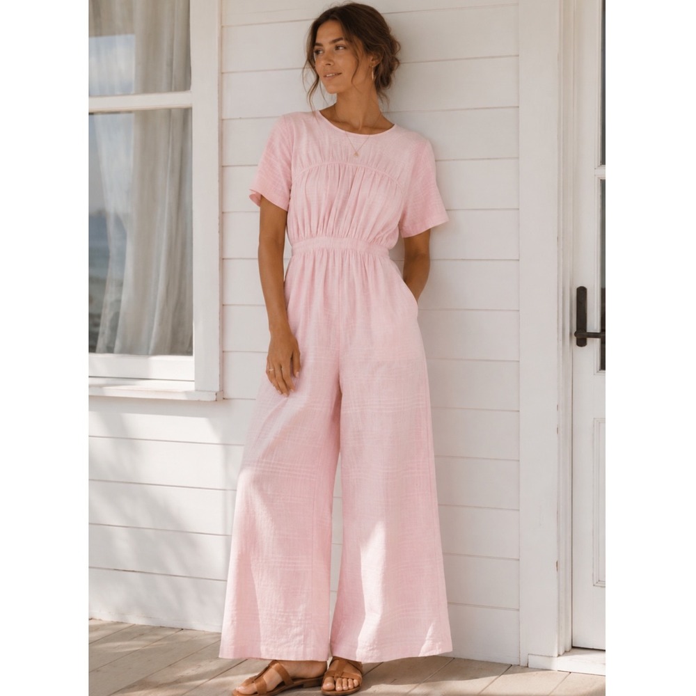 NWT Labelrail x Olivia & Alice Textured Wide Leg Jumpsuit Women 14‎ Cottagecore